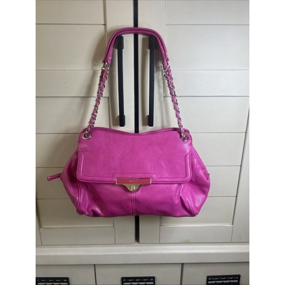 Nine West Y2K Magneta Pink Faux Leather Doctor Style Shoulder Bag Purse